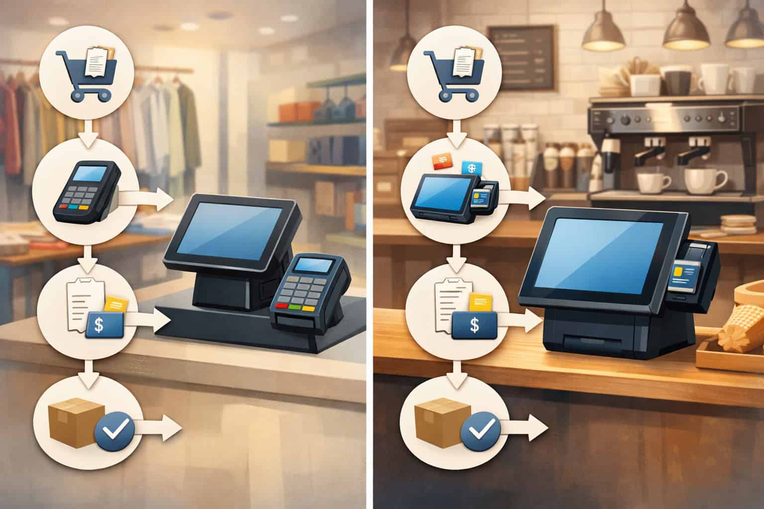 POS and terminal setups: standalone vs integrated, and how the flow differs